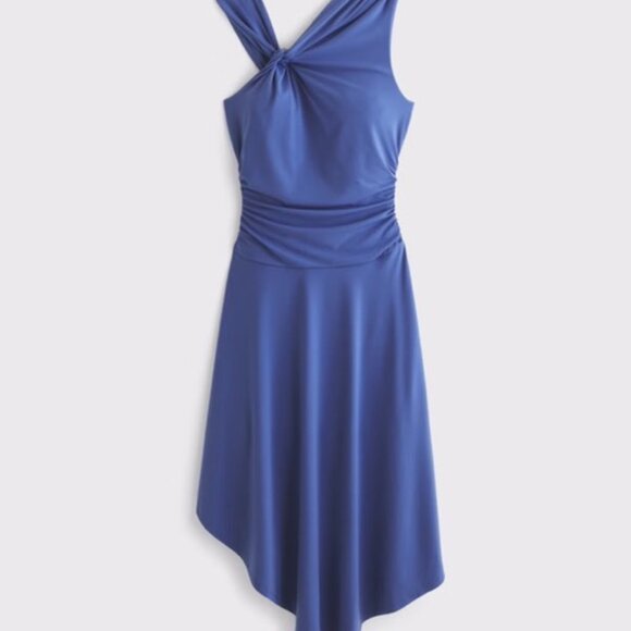 Abercrombie Asymmetrical Knit Midi Dress Blue - Picture 5 of 5
